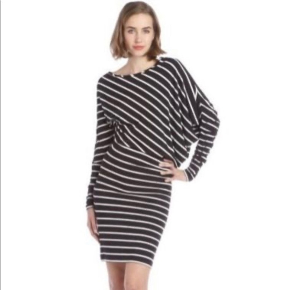 Bcbg black and white stripe dress M